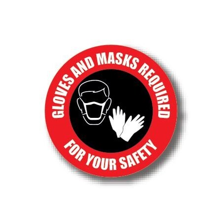Ergomat 20in CIRCLE SIGNS Gloves And Mask Required For Your Safety DSV-SIGN 400 #0736 -UEN